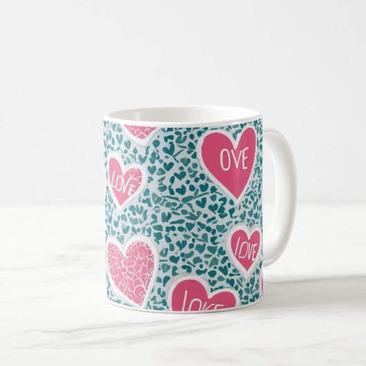 Mug Motif d'amour bleu et rose classique (Devant droit)