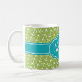 Mug Motif d'Ancre blanc vert Turquoise Monogramme (Gauche)