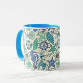 Mug Motif d'animaux marins Turquoises (Devant gauche)