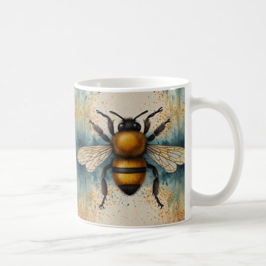 Mug Motif d'aquarelle d'abeille dynamique (Droite)