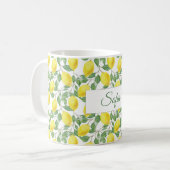 Mug Motif d'aquarelle de citron jaune rustique (Devant gauche)
