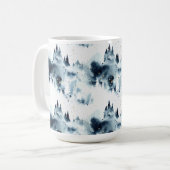 Mug Motif d'aquarelle de la forêt bleue de minuit (Devant gauche)