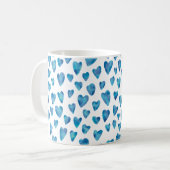 Mug Motif d'aquarelle du coeur bleu (Devant gauche)