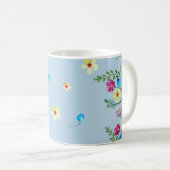 Mug Motif d'aquarelle florale dans les tons bleus (Devant droit)