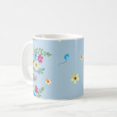 Mug Motif d'aquarelle florale dans les tons bleus (Devant gauche)