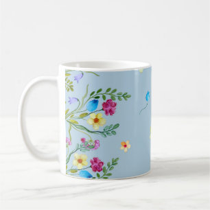 Mug Motif d'aquarelle florale dans les tons bleus
