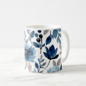 Mug Motif d'aquarelle florale de la marine Bleu Berry (Devant droit)