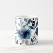Mug Motif d'aquarelle florale de la marine Bleu Berry (Centre)