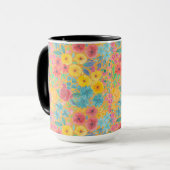 Mug Motif d'aquarelle florale en jaune (Devant gauche)