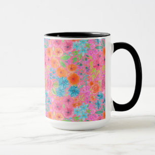 Mug Motif d'aquarelle florale en rose