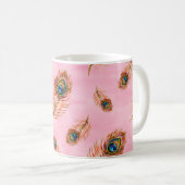 Mug Motif d'aquarelle transparente avec plis de paon d (Devant droit)
