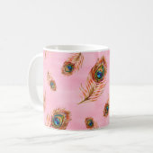 Mug Motif d'aquarelle transparente avec plis de paon d (Devant gauche)