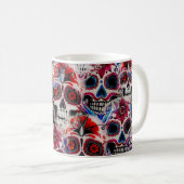 Mug Motif d'aquarelle transparente de crânes de sucre. (Devant droit)