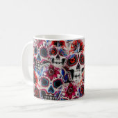 Mug Motif d'aquarelle transparente de crânes de sucre. (Devant gauche)