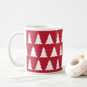 Mug Motif d'arbre blanc rouge de Noël moderne