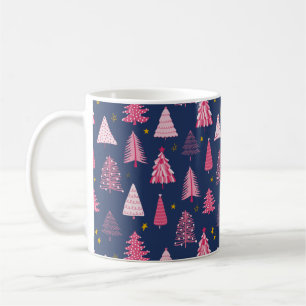 Mug Motif d'arbre de Noël bleu et rose