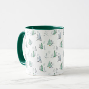 Mug Motif d'arbre scandinave hivernal peint à la main