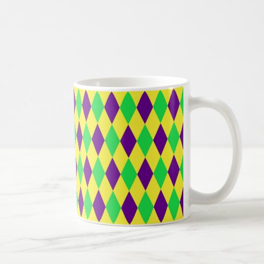 Mug Motif d'arlequin vert jaune violet (Droite)