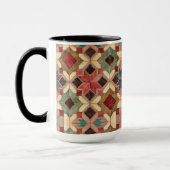 Mug motif d'art de bloc de patchwork géométrique vinta (Gauche)