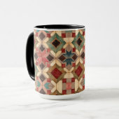 Mug motif d'art de bloc de patchwork géométrique vinta (Devant gauche)