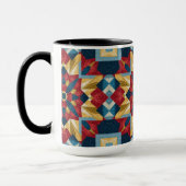 Mug motif d'art de bloc de patchwork géométrique vinta (Gauche)