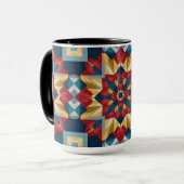 Mug motif d'art de bloc de patchwork géométrique vinta (Devant gauche)