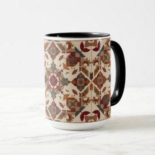 Mug motif d'art de bloc de patchwork géométrique vinta