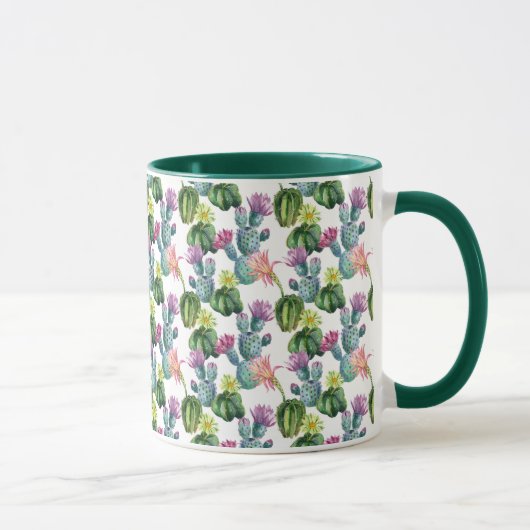 Mug Motif d'art de cactus d'aquarelle (Droite)