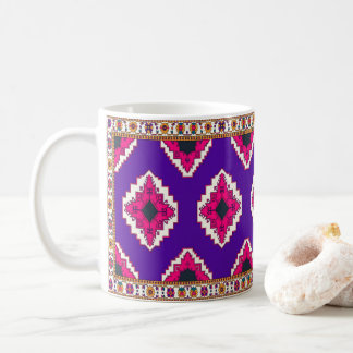 Mug Motif d'art folklorique bohème géométrique violet 