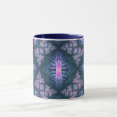Mug motif d'art fractal 3D Turquoise violet rose (Centre)