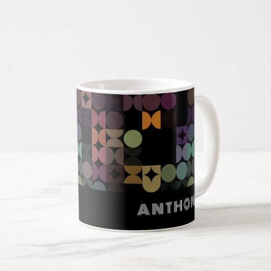 Mug Motif d'art Turquoise bleu violet noir (Devant droit)