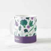 Mug Motif d'aubergine et de brocoli avec nom Purple (Devant gauche)