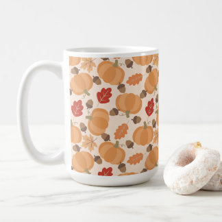 Mug Motif d'automne avec citrouilles, glands et feuill