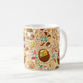 Mug Motif d'automne. Panier avec feuilles, branches et (Devant droit)