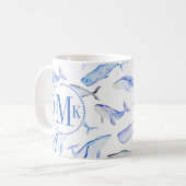 Mug Motif de baleine bleue d'aquarelle (Devant gauche)