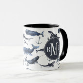 Mug Motif de baleine et d'Ancre d'aquarelle (Devant droit)