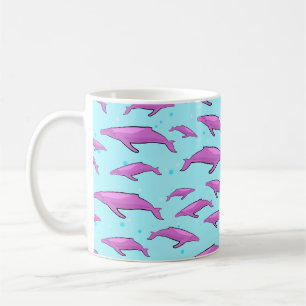 Mug Motif de baleine rose sur fond bleu