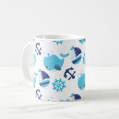 Mug Motif De Baleines, Baleines Bleues, Votre Nom (Devant gauche)