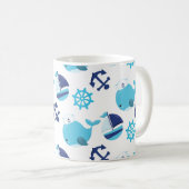 Mug Motif De Baleines, Beaux Baleines, Baleines Bleues (Devant droit)