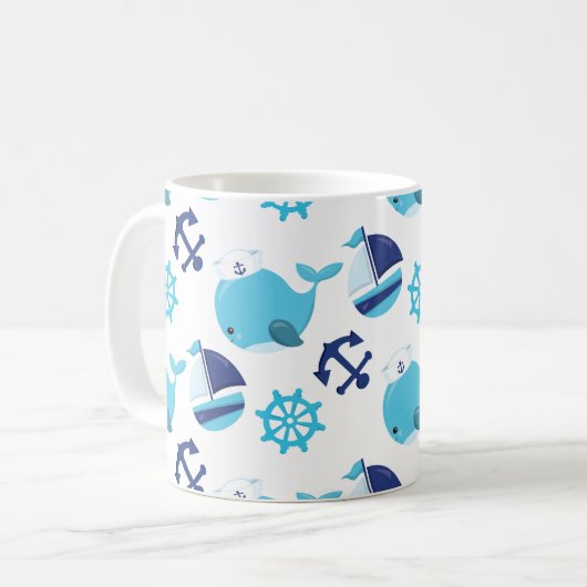 Mug Motif De Baleines, Beaux Baleines, Baleines Bleues (Devant gauche)
