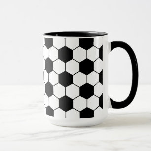 Mug Motif de balle de football adapté noir blanc