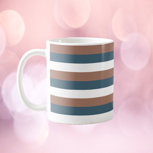 Mug Motif de bande Brown Turquoise blanc