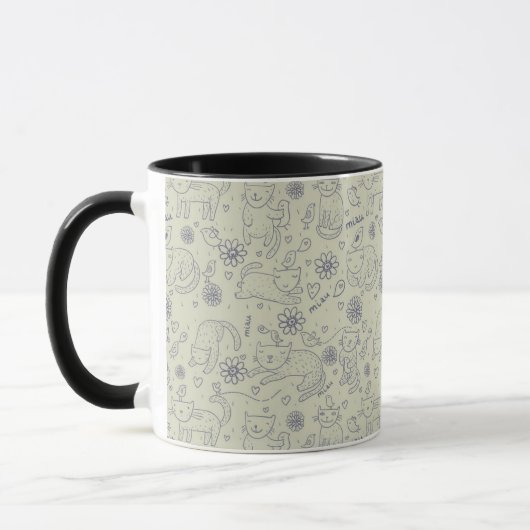 Mug Motif de bande dessinée avec les chats drôles (Gauche)