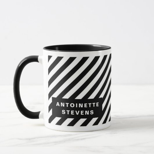 Mug Motif de bande noir et blanc (Gauche)