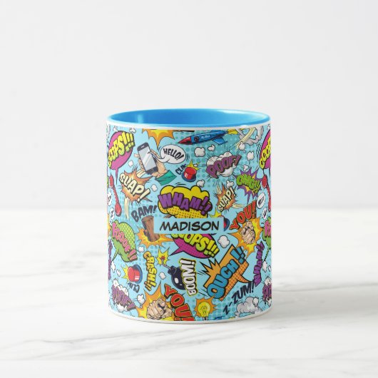 Mug Motif de bandes dessinées de nom personnalisé (Centre)