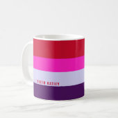 Mug Motif de bandes rouge, rose et violet (Devant gauche)