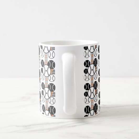 Mug Motif de baseball moderne noir blanc orange (Poignée)