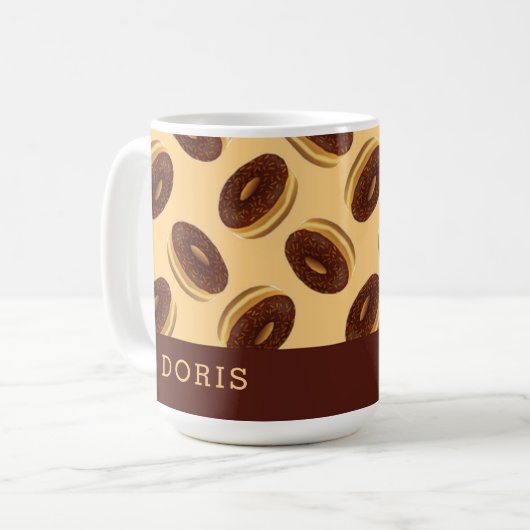 Mug Motif de beignes marron chocolat (Devant gauche)