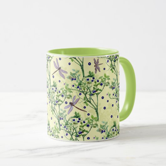 Mug Motif de bleuets avec libellules (Devant droit)