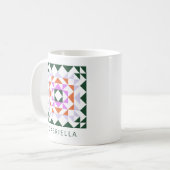 Mug Motif de bloc de surface géométrique Nom personnal (Devant gauche)